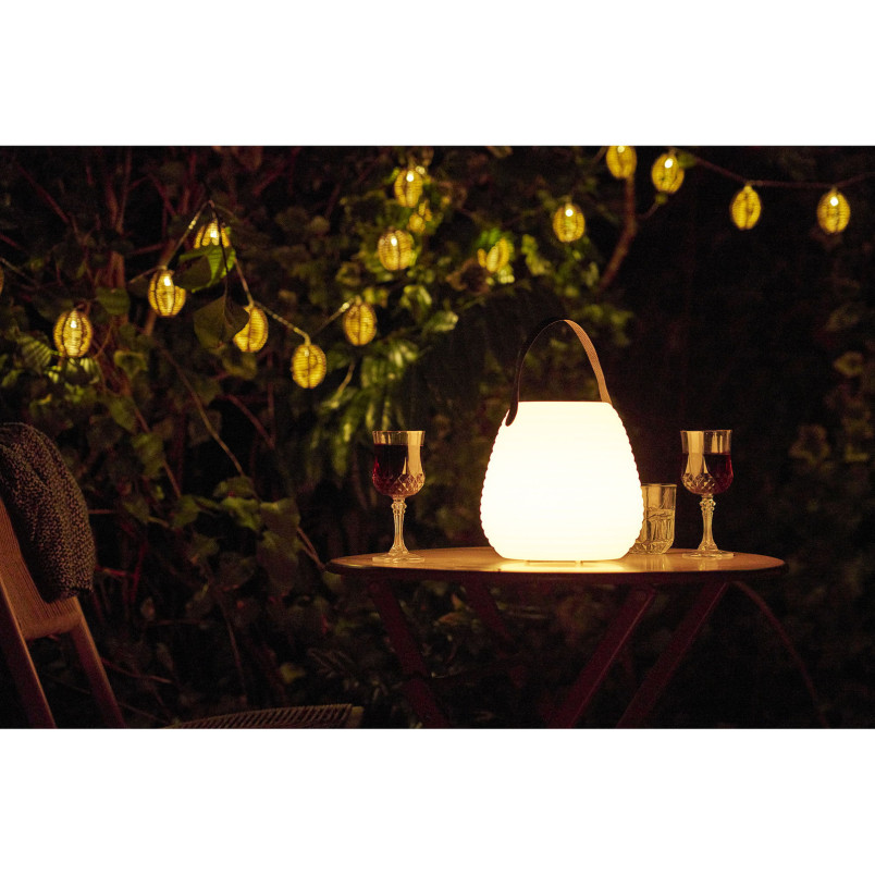 Lampa ogrodowa przenośna Derry LED RGM 20,5cm biała z paskiem House Nordic