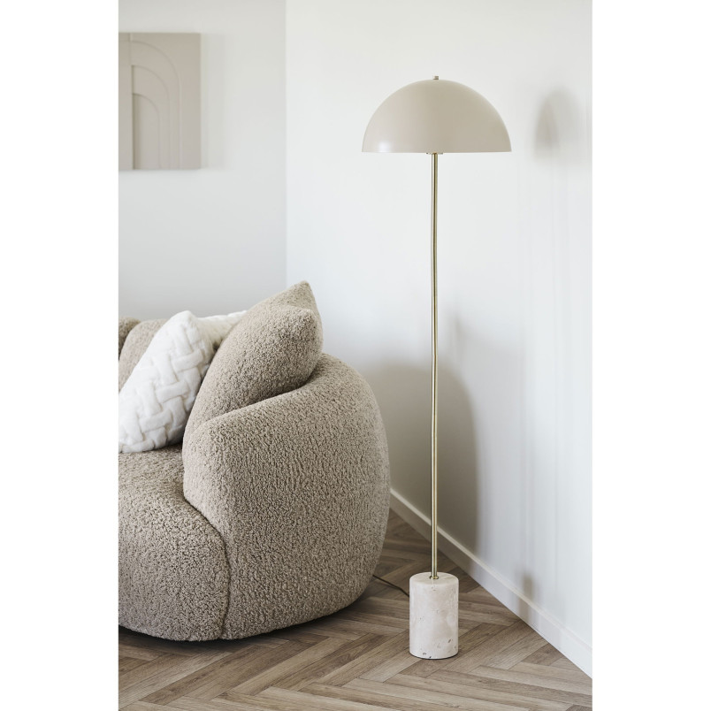 Lampa podłogowa grzybek na marmurowej podstawie Sheffield 155cm beżowa House Nordic