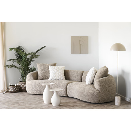 Lampa podłogowa grzybek na marmurowej podstawie Sheffield 155cm beżowa House Nordic