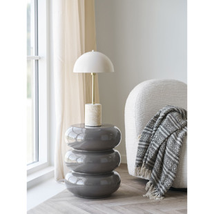 Lampa stołowa grzybek na marmurowej podstawie Sheffield 45cm beżowa House Nordic