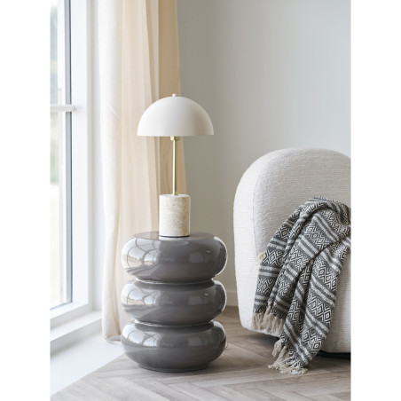 Lampa stołowa grzybek na marmurowej podstawie Sheffield 45cm beżowa House Nordic