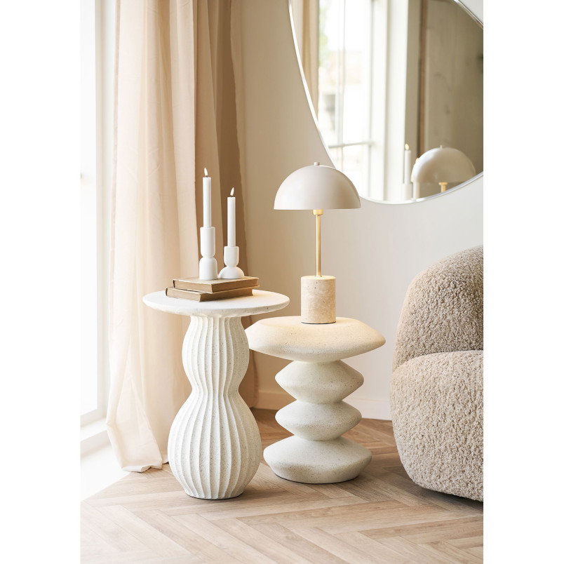 Lampa stołowa grzybek na marmurowej podstawie Sheffield 45cm beżowa House Nordic