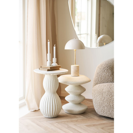 Lampa stołowa grzybek na marmurowej podstawie Sheffield 45cm beżowa House Nordic