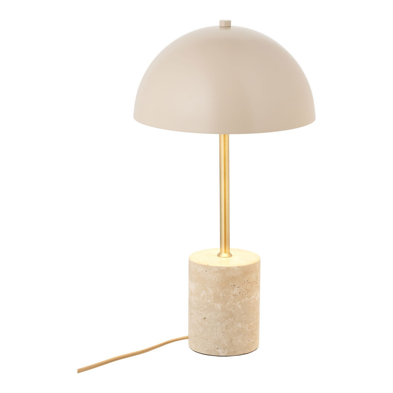 Lampa stołowa grzybek na marmurowej podstawie Sheffield 45cm beżowa House Nordic