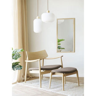 Lampa wisząca szklana ryflowana  Argalo 30cm drewno / opal House Nordic
