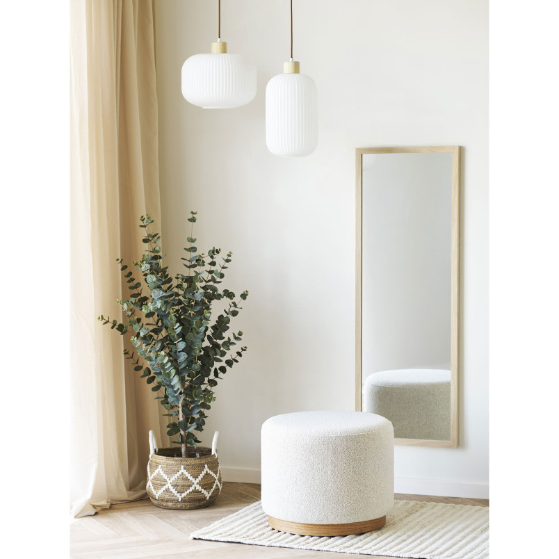 Lampa wisząca szklana ryflowana  Argalo 30cm drewno / opal House Nordic