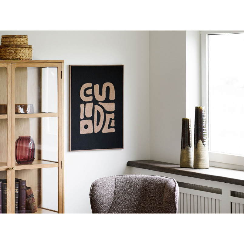 Pikowana dekoracja ścienna Tine 50x70cm beżowo-czarna House Nordic