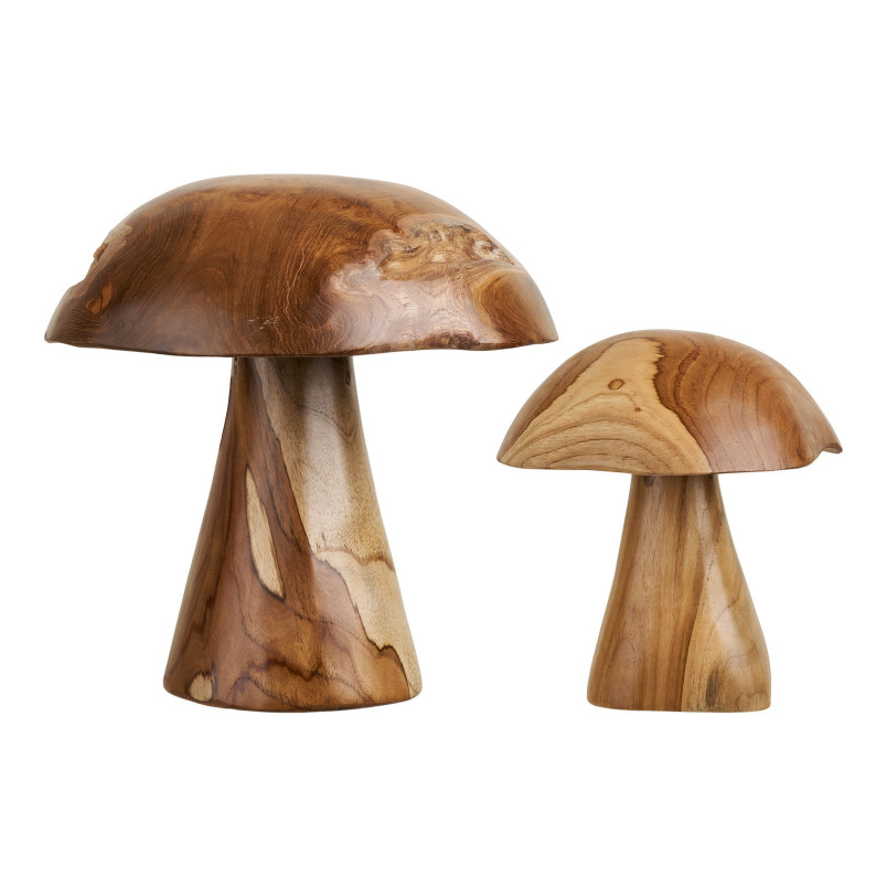 Dekoracja ogrodowa 2 grzyby z drewna tekowego Mushrooms House Nordic