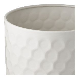 Doniczka / osłonka stalowa biała ze wzorem 24,5x21cm House Nordic