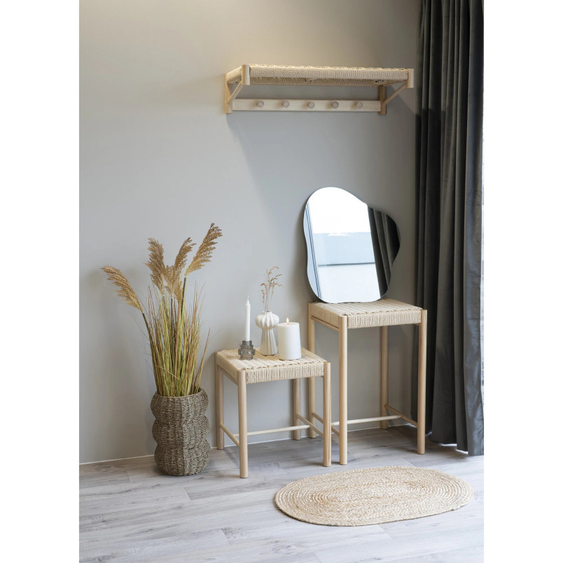 Wieszak ścienny drewniany z pleciona półką Abano 78cm House Nordic