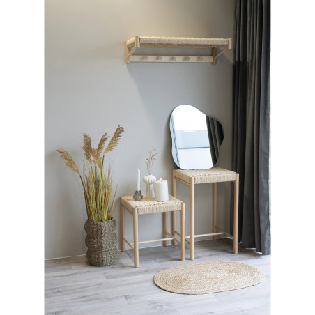 Wieszak ścienny drewniany z pleciona półką Abano 78cm House Nordic
