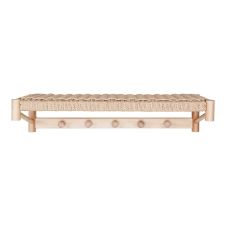 Wieszak ścienny drewniany z pleciona półką Abano 78cm House Nordic