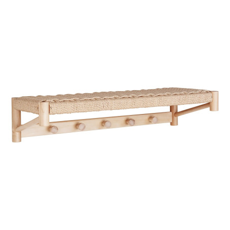 Wieszak ścienny drewniany z pleciona półką Abano 78cm House Nordic