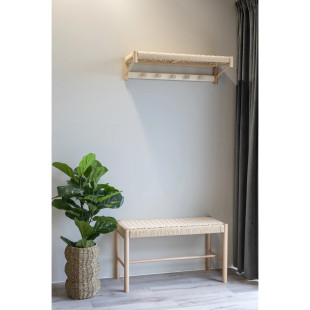 Wieszak ścienny drewniany z pleciona półką Abano 78cm House Nordic
