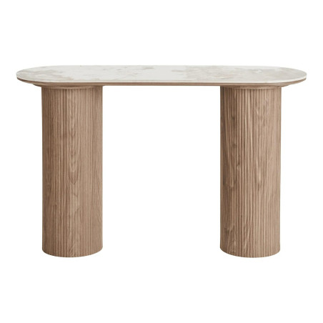 Konsola owalna ceramiczna na ryflowanej podstawie Athens 120cm ceramika / brąz House Nordic
