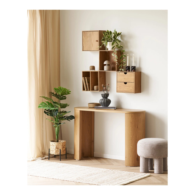 Konsola owalna japandi Bibione 114x38cm odcień dębu House Nordic