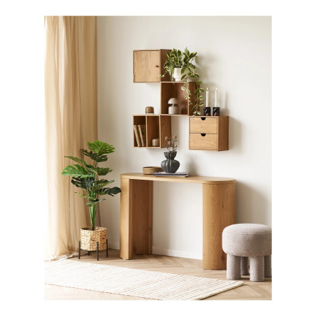 Konsola owalna japandi Bibione 114x38cm odcień dębu House Nordic