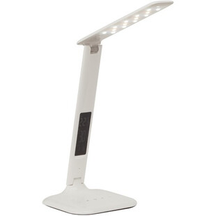 Lampa biurkowa LED z zegarem | Brilliant Glenn | Biała