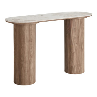 Konsola owalna ceramiczna na ryflowanej podstawie Athens 120cm ceramika / brąz House Nordic