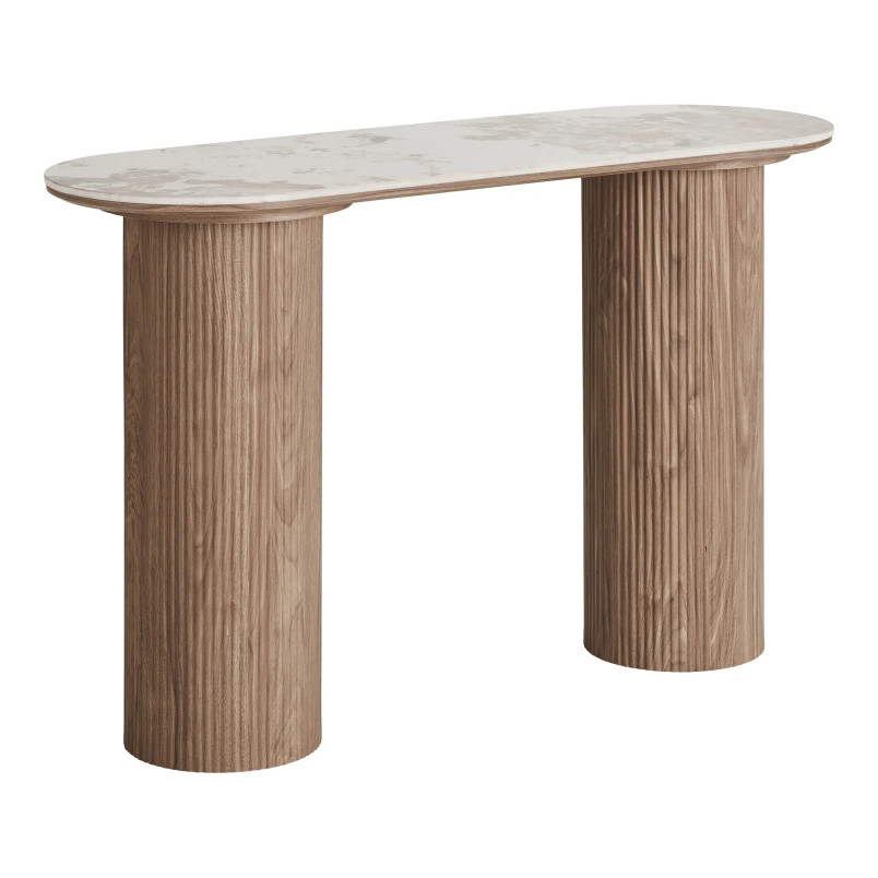 Konsola owalna ceramiczna na ryflowanej podstawie Athens 120cm ceramika / brąz House Nordic
