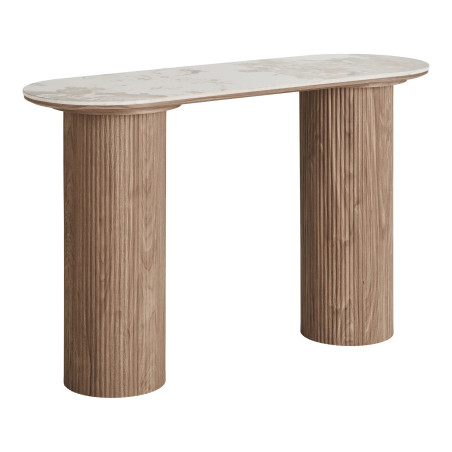 Konsola owalna ceramiczna na ryflowanej podstawie Athens 120cm ceramika / brąz House Nordic