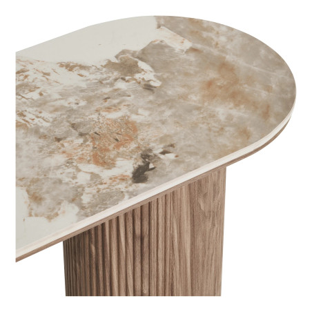 Konsola owalna ceramiczna na ryflowanej podstawie Athens 120cm ceramika / brąz House Nordic