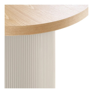 Stół okrągły fornirowany na ryflowanej jednej nodze Solva 120cm jesion / piaskowy House Nordic