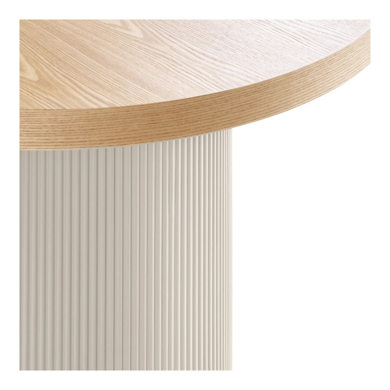 Stół okrągły fornirowany na ryflowanej jednej nodze Solva 120cm jesion / piaskowy House Nordic