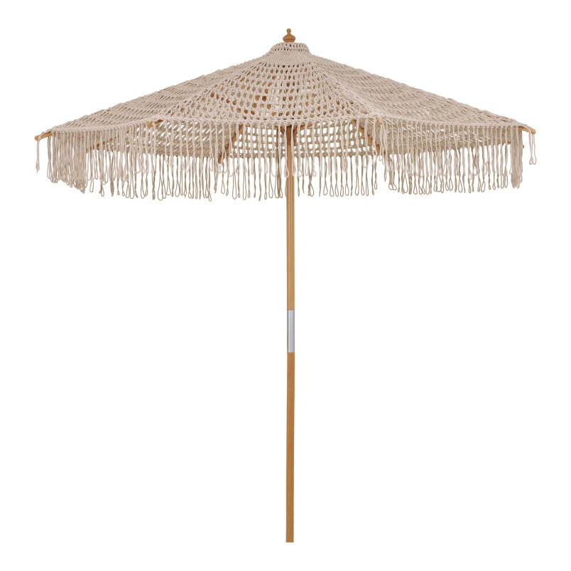 Parasol ogrodowy w stylu boho - pleciony Martos 250cm drewno / beżowy House Nordic