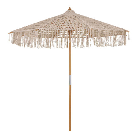 Parasol ogrodowy w stylu boho - pleciony Martos 250cm drewno / beżowy House Nordic