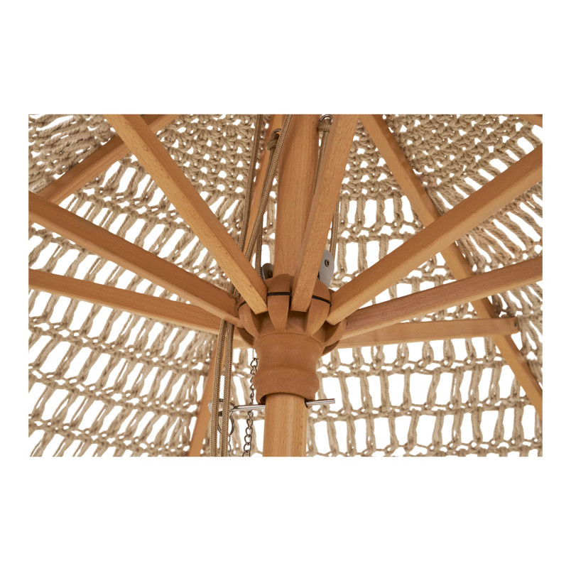 Parasol ogrodowy w stylu boho - pleciony Martos 250cm drewno / beżowy House Nordic