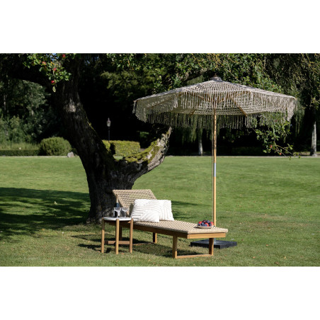 Parasol ogrodowy w stylu boho - pleciony Martos 250cm drewno / beżowy House Nordic