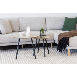 Stolik kawowy okrągły Aalst 55cm trawertyn /czarny House Nordic