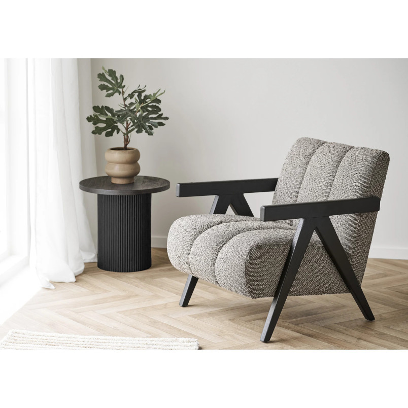 Stolik pomocniczy na jednej ryflowanej nodze Boavista 48cm ciemny brąz House Nordic