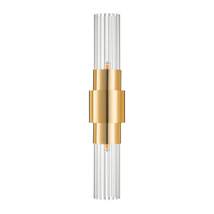 Lampa ścienna GLOW 46 cm - kinkiet złoty połysk, szkło ryflowane