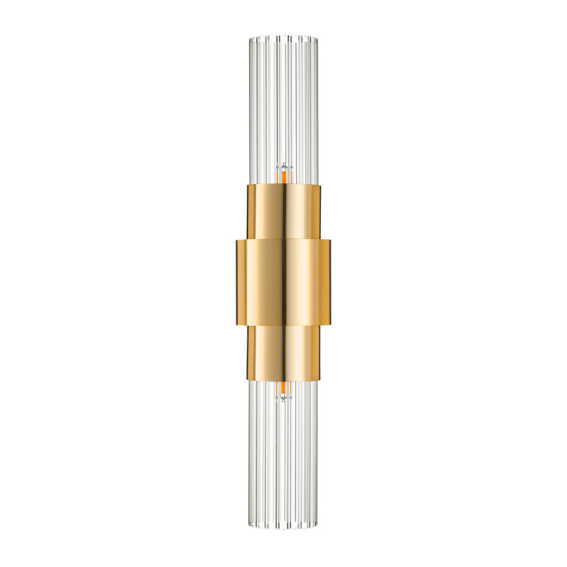Lampa ścienna GLOW 46 cm - kinkiet złoty połysk, szkło ryflowane