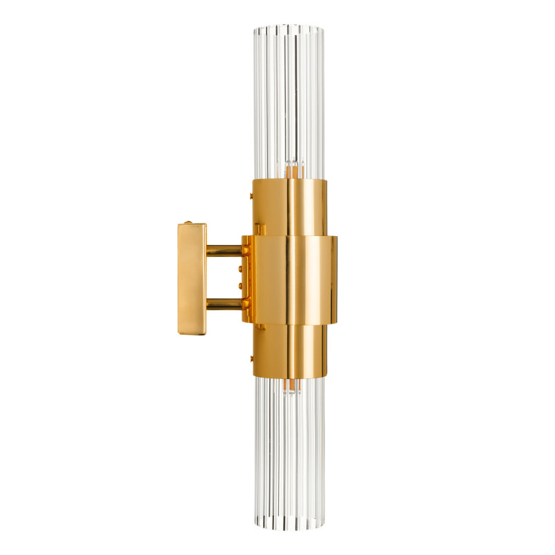 Lampa ścienna GLOW 46 cm - kinkiet złoty połysk, szkło ryflowane