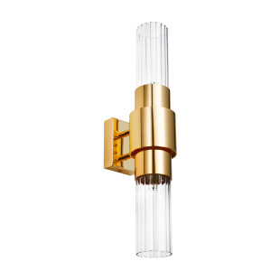 Lampa ścienna GLOW 46 cm - kinkiet złoty połysk, szkło ryflowane
