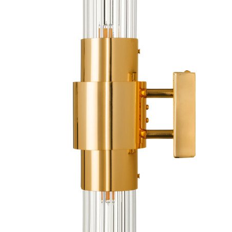 Lampa ścienna GLOW 46 cm - kinkiet złoty połysk, szkło ryflowane