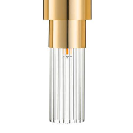 Lampa ścienna GLOW 46 cm - kinkiet złoty połysk, szkło ryflowane