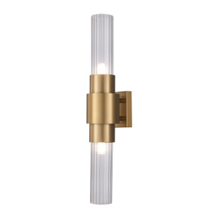 Lampa ścienna GLOW 46 cm - kinkiet złoty szczotkowany, szkło ryflowane