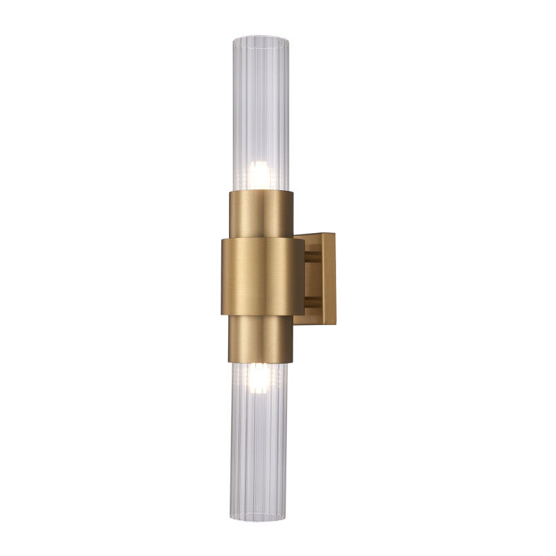 Lampa ścienna GLOW 46 cm - kinkiet złoty szczotkowany, szkło ryflowane