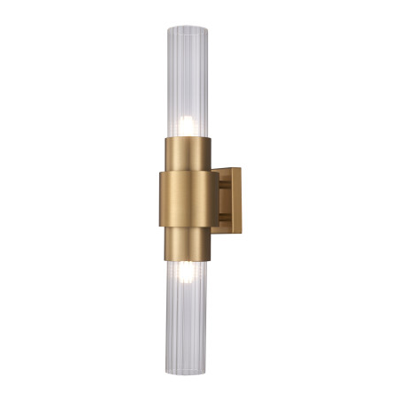 Lampa ścienna GLOW 46 cm - kinkiet złoty szczotkowany, szkło ryflowane