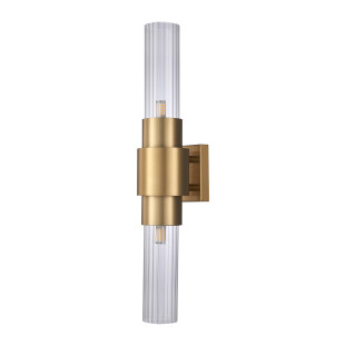 Lampa ścienna GLOW 46 cm - kinkiet złoty szczotkowany, szkło ryflowane
