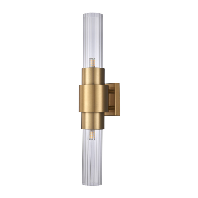 Lampa ścienna GLOW 46 cm - kinkiet złoty szczotkowany, szkło ryflowane
