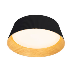 Plafon ryflowany z drewnem Fabio LED 46cm czarny MaxLight