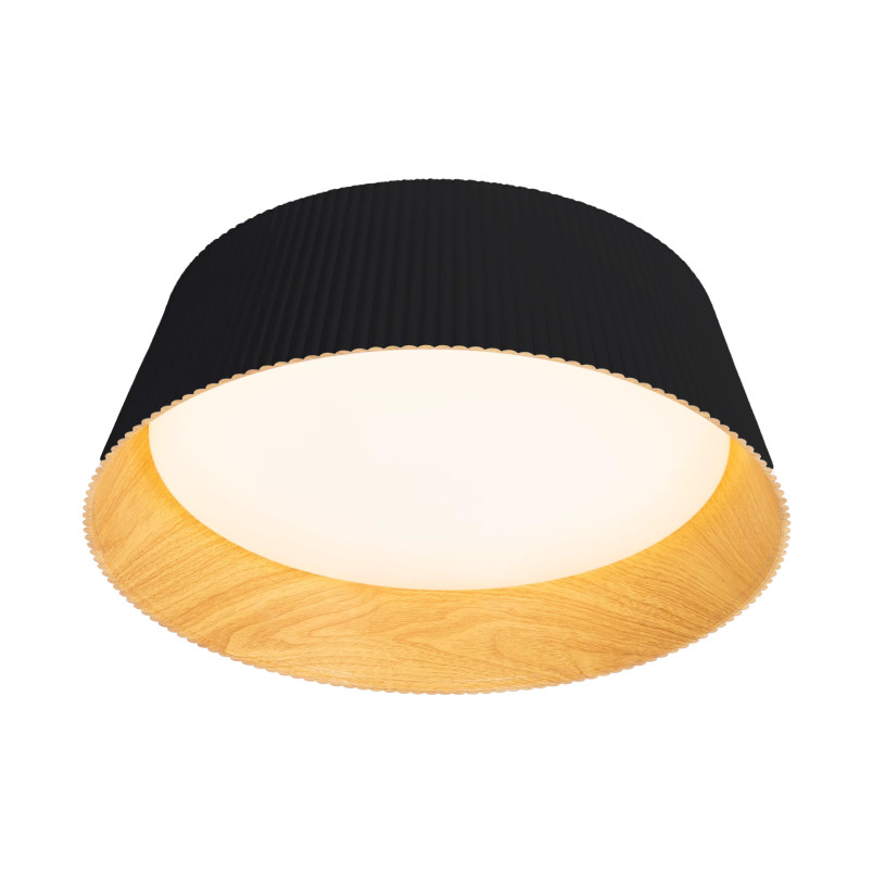 Plafon ryflowany z drewnem Fabio LED 46cm czarny MaxLight