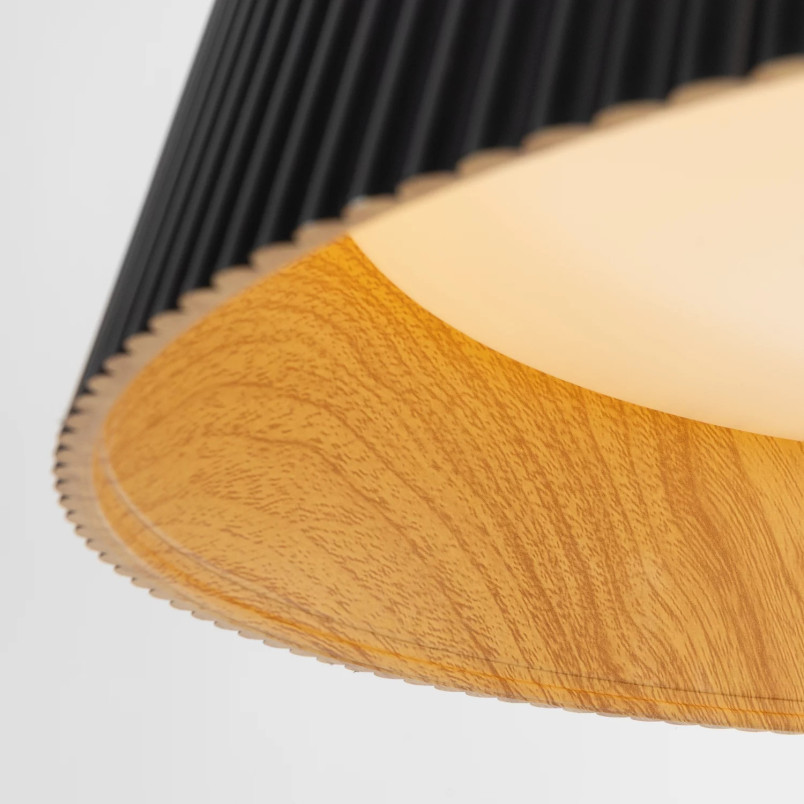 Plafon ryflowany z drewnem Fabio LED 46cm czarny MaxLight