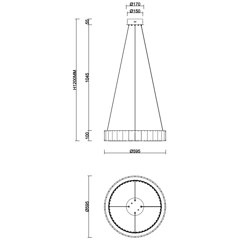 Lampa wisząca szklana okrągła Savoy LED 59cm MaxLight