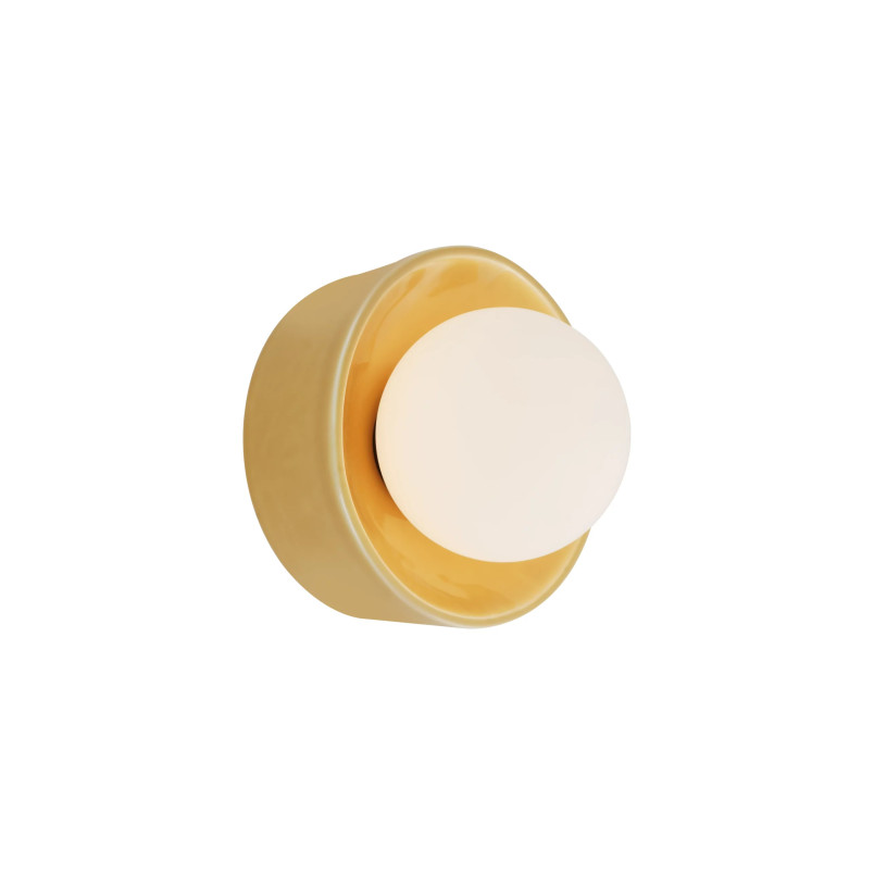 Kinkiet ceramiczny ze szklaną kulą Rainbow 18,5cm opal / żółty MaxLight